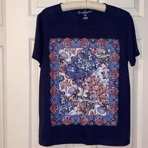 Gloria Vanderbilt Casuals Size Medium Navy T-Shirt